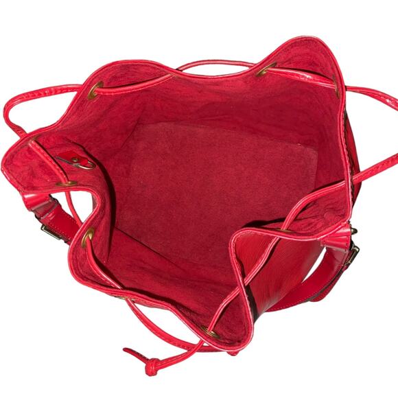 Vintage LOUIS VUITTON EPI LEATHER NOE PM Red Bucket Drawstring Shoulder Bag - Picture 8 of 15